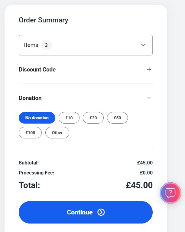 Screengrab of making a donation at checkout